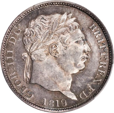 ENGLAND GEORGE III 1819/8 SHILLING SILVER COIN, UNCIRCULATED PCGS CERTIFIED MS64 - Image 1 of 4