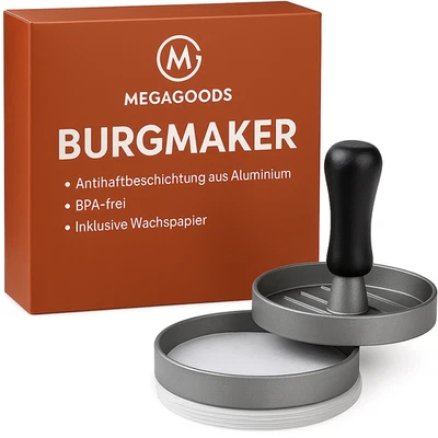 Pressa per Hamburger Alluminio Antiaderente Con Carta Oleata per BBQ Griglia De - Immagine 1 di 4