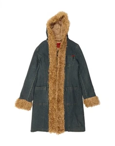 ONLY Womens Hooded Denim Coat UK 14 Medium Navy Blue Cotton AA01 - Picture 1 of 4
