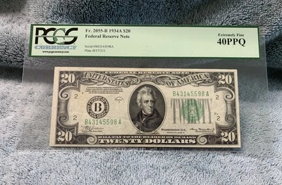 1934 A $20 Federal Reserve Note Fr 2055-B PCGS Currency 40 PPQ - Image 1 of 2
