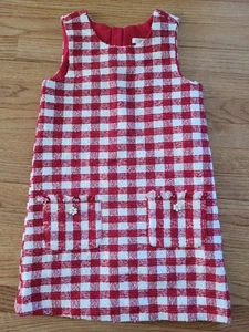 Rachel Zoe Größe 8 Mädchen rot weiß kariert ärmellos Blume Tasche Picknick Kleid - Bild 1 von 5