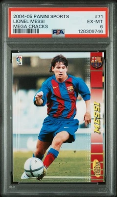 2004-05 PANINI SPORTS MEGA CRACKS #71 LIONEL MESSI ROOKIE RC PSA 6 - Image 1 of 2