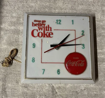 Vintage 1960s Things Go Better With Coke Coca-Cola Hanover Electric Clock 16x16 - Image 1 of 4