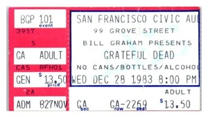 Grateful Dead Concert Ticket Stub December 28 1983 San Francisco California - Picture 1 of 2