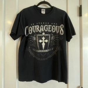 T-Shirt Tee Be Strong and Courageous Inspirational Christian Joshua 1:9 s/s Med - Picture 1 of 8