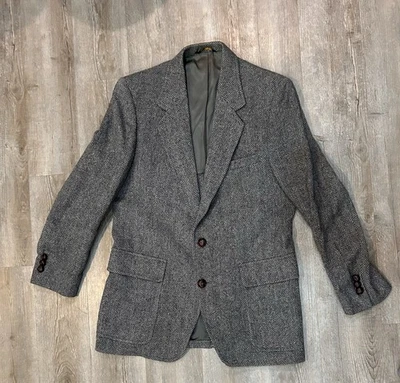 Abrigo Blazer Deportivo De Colección John Weitz Palm Beach Para Hombre Gris Lana Espiga EE. UU. 38R? Foto 1 de 4