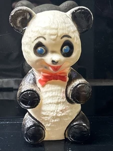 Oso panda blanco y negro juguete chirriante de goma vintage años 60 - Imagen 1 de 4
