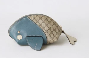 Monedero Gucci Ballena Animal Pouch GG Supreme Azul Cuero Borde - Imagen 1 de 11