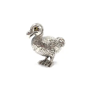 925 Sterling Silber Miniaturfigur Dodo Vogel Tier Figur 2.7cm Objekt 11.4gr - Picture 1 of 10