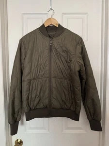 Prana Elsa Bomber Jacket Womens Medium State Green Quilted Sherpa Lined Warm NWT - Picture 1 of 15