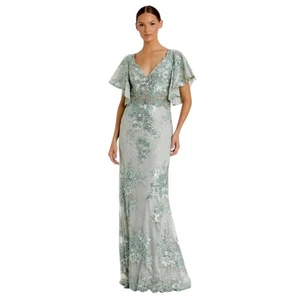 Mac Duggal Gr. 22 NEU Kleid meerschaumgrün Glockenärmel Blumenverzierung 67842 - Bild 1 von 16