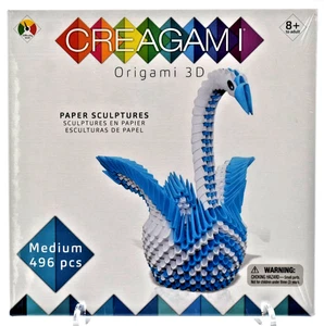 Escultura de papel origami cisne CREAGAMI 3D - 496 piezas medianas NUEVO sellado 7" de alto - Imagen 1 de 5