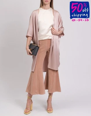 RRP €600 GIANLUCA CAPANNOLO Satin Open Front Overcoat IT44 US8 L Made in Italy - Image 1 of 4