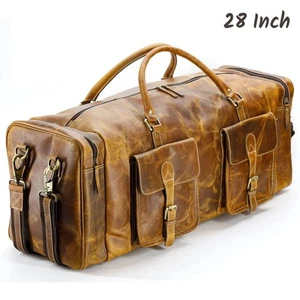 Bolso de lona de cuero hecho a mano para hombre fin de semana para viajar durante la noche grande - Imagen 1 de 14