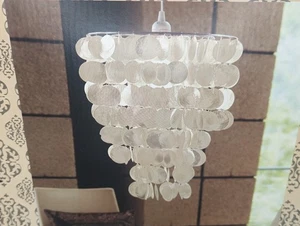 Global Bazzar White Capiz Shell 1 Light Chandelier 17.25"H x 12" Diameter Sealed - Picture 1 of 4