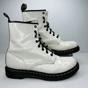 Dr. Martens 1460W Air Wair Combat Boots Damen Größe 11 Weiß Leder Stiefel - Bild 1 von 10