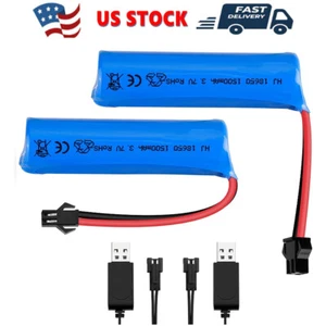 2PCS 3.7V 1500mAh Li-ion Battery USB for RC Car Helicopter Airplane Car Boat USA - Picture 1 of 8