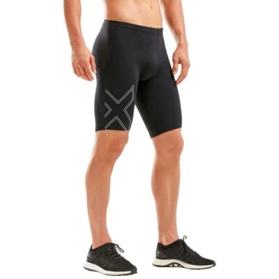 GENUINE | 2XU Mens Aspire Compression Shorts (Black/Silver) - Image 1 of 4