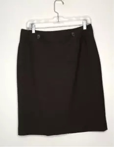 ALEX MARIE Brown Straight Skirt Double Button Front Detail Wool Blend Size 8 - Picture 1 of 7
