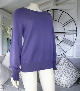 White Stuff Lilac Purple Fine Knit Top Jumper 12 Merino Wool Cotton Blend - Picture 1 of 10