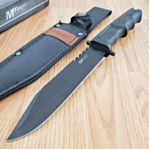 MTech Tactical Fighting Fixed Knife 7" 440 Steel Blade Black Rubber Handle 086 - Picture 1 of 13