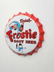 Frostie  Root Beer  Vintage Style Bottle Cap Metal Sign Man Cave Bar decor Red  - Picture 1 of 5