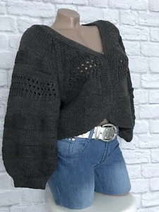 offene Strickjacke Cardigan kurz lässig Oversized Grobstrick Halbarm 36-42 neu - Bild 1 von 14