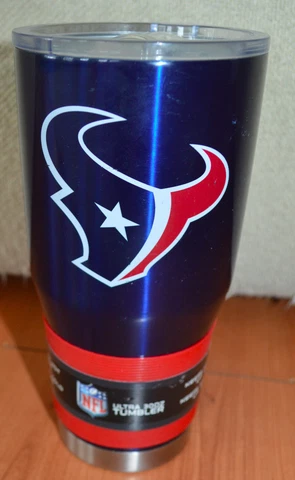 NFL Houston Texans Insulated Coffee Tumbler 30 0z Hot Cold Stainless Steel VGC Cover