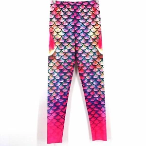 Pink Fish Scale Leggings Women 6 Skinny Comfort Leggings Stretch Pullon Bright - Picture 1 of 12