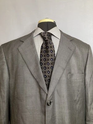 Stafford Mens 45L 49" Blazer Sport Coat Suit Jacket Gray Houndstooth Silk Wool - Image 1 of 4