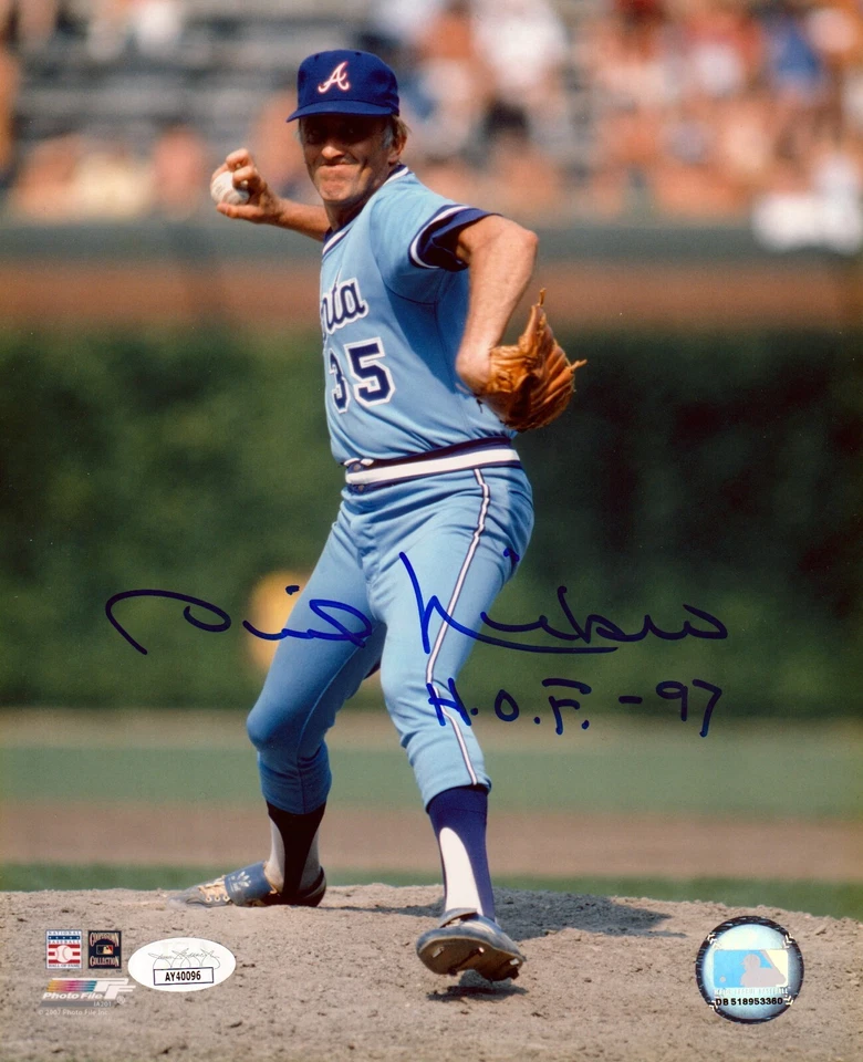 Phil Niekro Signed Autographed Atlanta Braves 8x10 Photo File w/ HOF 97 JSA COA - Image 1 of 1