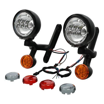 Soporte auxiliar de luz antiniebla puntual señal de giro para Harley Touring Road Glide King Foto 1 de 4