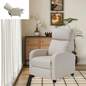 Beige Recliner Chair for Living Room - Home Theater Single Sofa with Padded Seat - Picture 1 of 12