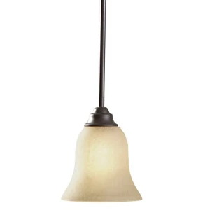 Portfolio Mini Pendant Aged Bronze Craftsman Style Tinted Glass Bell from Lowe's - Picture 1 of 3
