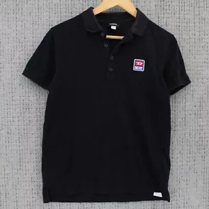 Diesel Polo Shirt Kids Yourh Large Black Solid Short Sleeve Embroidered Y2k - Picture 1 of 10