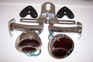 1928-1931 Ford model A taillight kit, stainless lights with glass lenses. - Picture 1 of 2