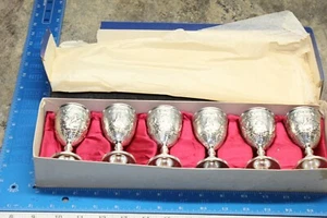 Juego de 6 copas chapadas en plata vintage de los años 50 hechas en Japón 3,5" 6B2 - Imagen 1 de 9