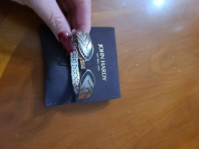 John hardy women cuff bracelet with black sapphire Sterling silver - Image 1 of 4