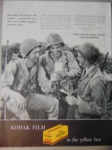 1945 KODAK FILM Schnappschüsse für Soldaten WWII Foto Druck Anzeige - Bild 1 von 1