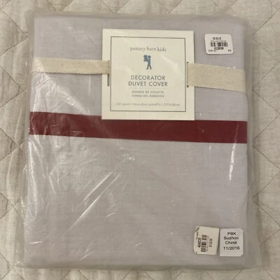 Nueva funda nórdica orgánica decorativa Pottery Barn Kids completa/gris lavanda reina Foto 1 de 4