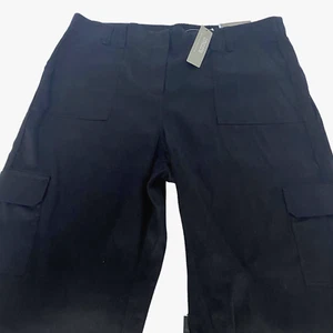 CHICO"S Cargo Crop Pants Medium Black Ultimate Fit Elastic Waist Linen Cotton NW - Picture 1 of 14