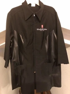  Elizabeth Arden Pleather Cloth Jacket Smock Uniform Top mid Sleeves Pockets - Picture 1 of 4