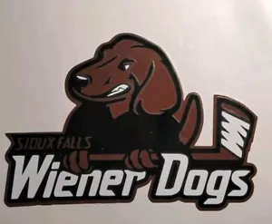 Sioux Falls Stampede Hockey Wiener Dogs Custom Vinyl Sticker Decal 6x4.75 Inch! - Picture 1 of 5
