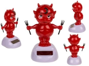 Solar Teufelchen Bewegliche Figur, Baby Teufel mit Solarzelle Wackelkopffigur - Bild 1 von 6