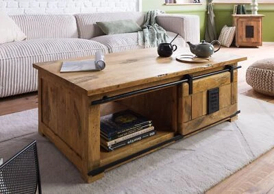 Couchtisch Mango 120x70x45 natur lackiert RAILWAY #1007 - Bild 1 von 4