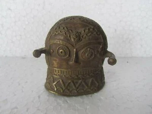 Vintage Brass Solid Tribal God /Goddess Face Engraved Handcrafted Figurine - Picture 1 of 7