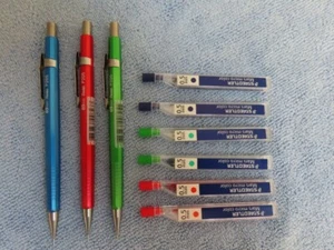 Mechanical Pencils with Coloured Inks Blue Red Green Pentel P205, 0.5mm - Picture 1 of 4