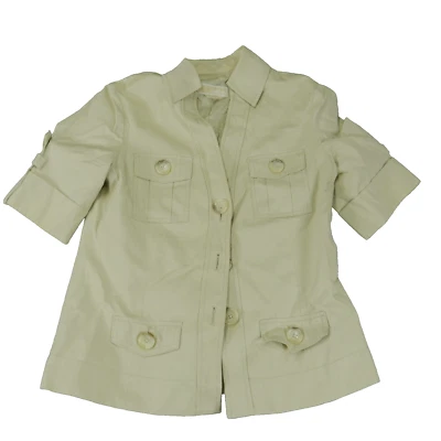 CHAQUETA TRAJE CARGO SIMULADA BEIGE Michael Kors manga corta usada en excelente estado para mujer talla 8 s1e1 Foto 1 de 4
