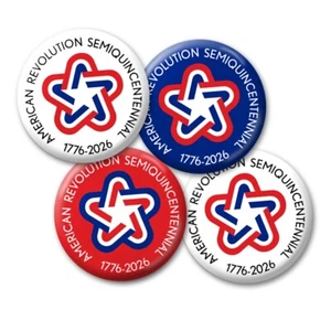 USA 250 4-pack Buttons - America Revolution Vintage Star 1776-2026 250th - Picture 1 of 4
