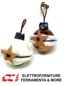 Decorazione Natalizia Vetro Set 2 Palline 7 cm Natale Albero Decorata a Mano - Imagen 1 de 1